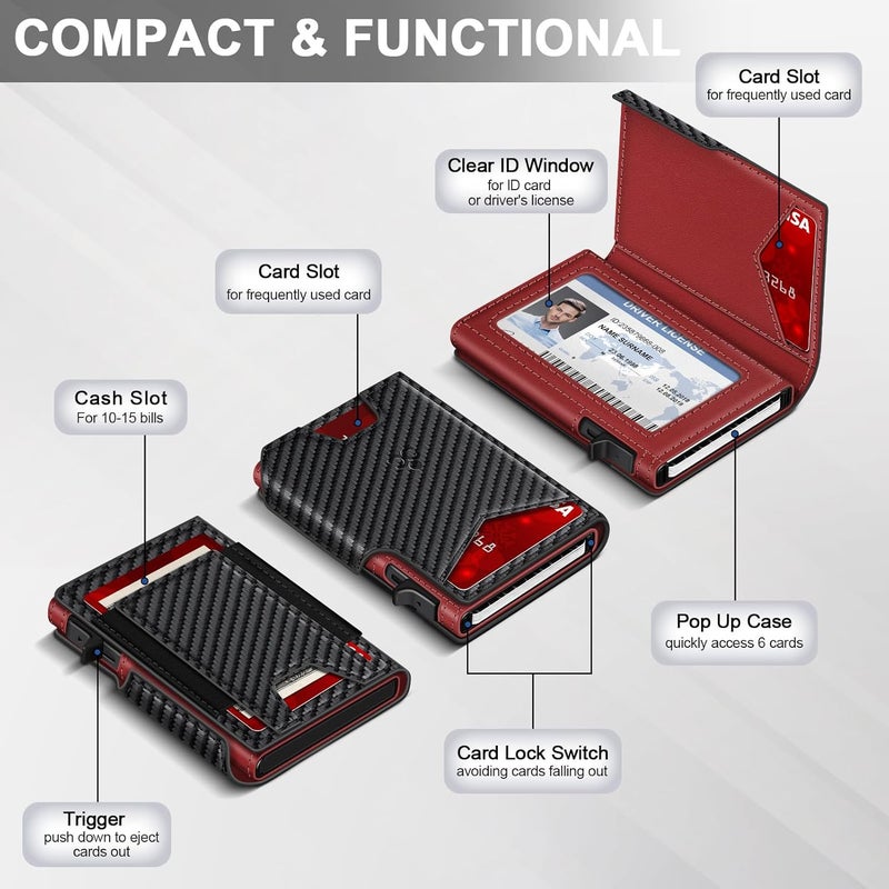 SEMORID Wallet for Men Wallet with Slim Pop Up Card Holder 9-13 Cards, Bifold Minimalist Smart Wallet RFID Blocking Credit Card Holder with ID Window & Stretchable Cash Slot Compact Metal Aluminum Card Case - Image 5